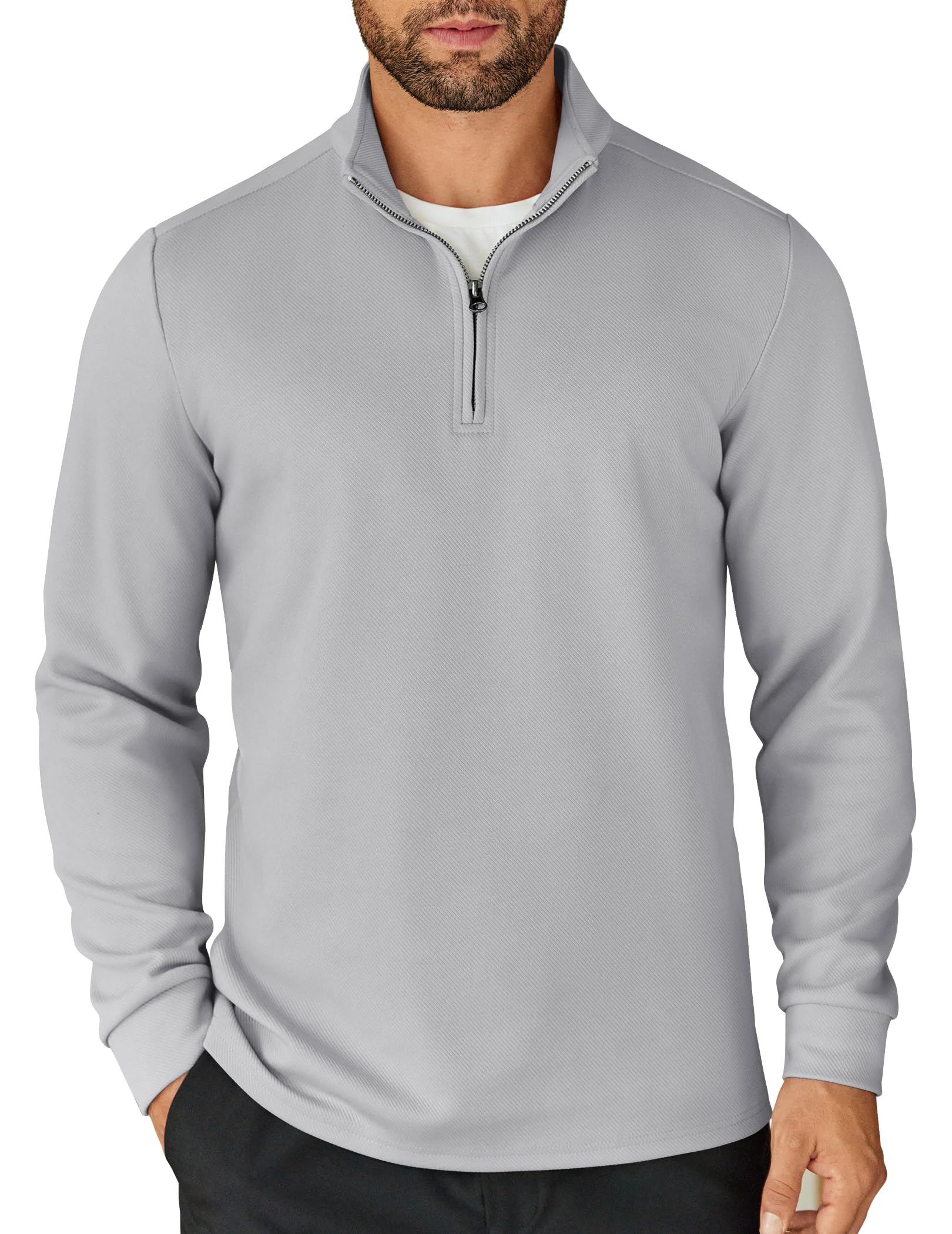 Mens Quarter Zip Up Pullover Lightweight Mock Neck Sweatshirt