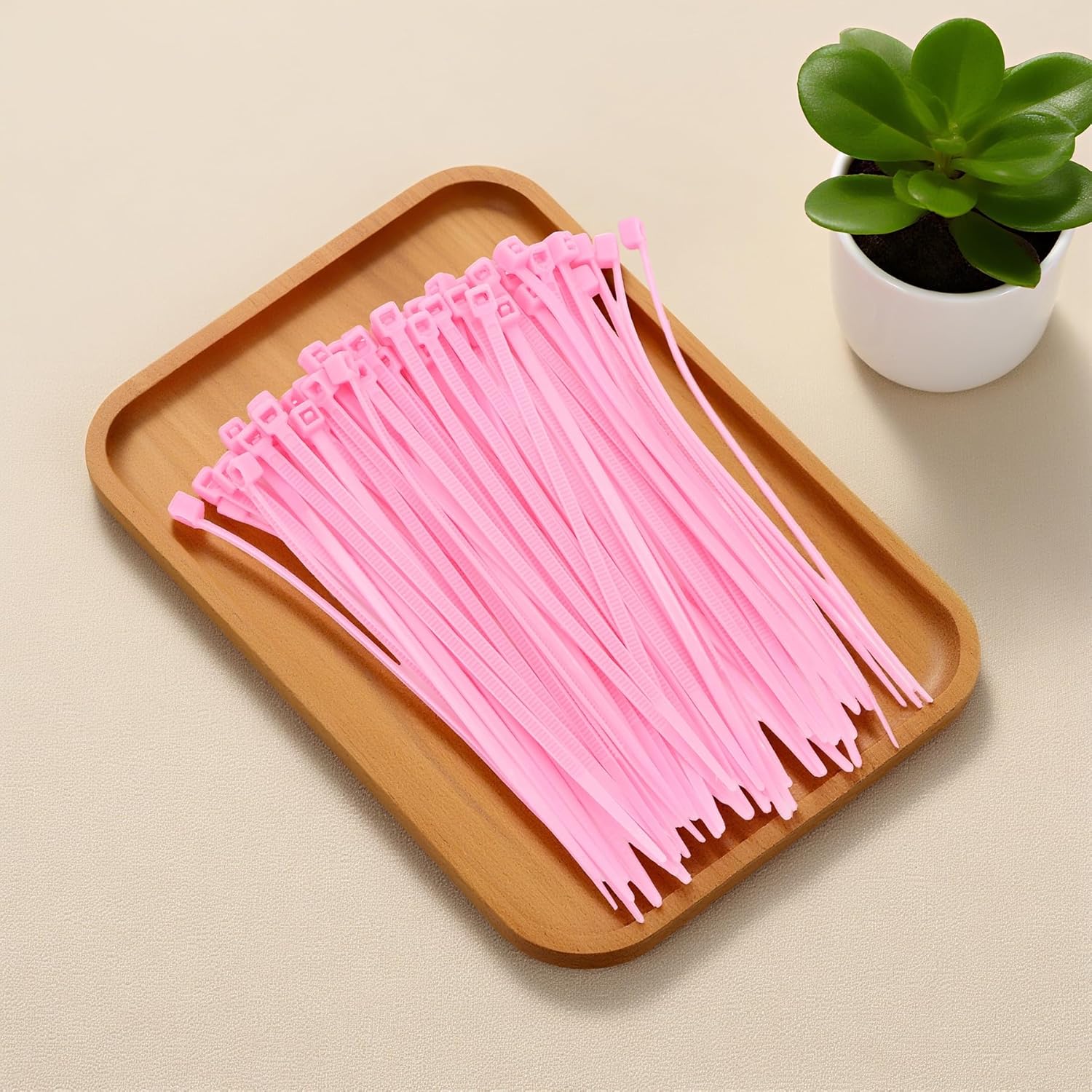 200PCS 4 Inch（100mm) Self Locking Nylon Cable Zip Ties 0.1" Width Tensile Strength 18LBS/8KGS,Multi-Purpose Self-Locking Nylon Cable Cord,Plastic Wire Ties for Home,Office,Garden,Workshop,Pink