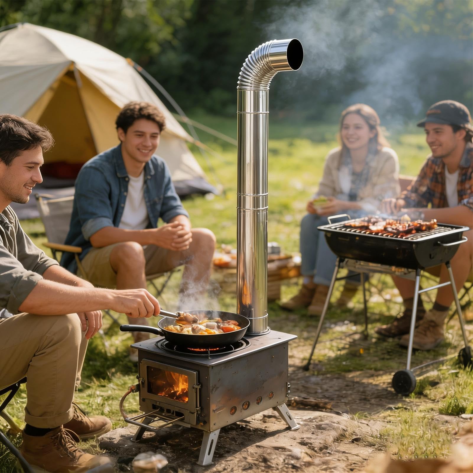 Tubo da Stufa a Legna Gomito a 90 Gradi per Tubo in Acciaio Inossidabile | Tubo In Acciaio Inossidabile Per Campeggio Attivita All Aperto Giardino Casa Grigliata BBQ Picnic