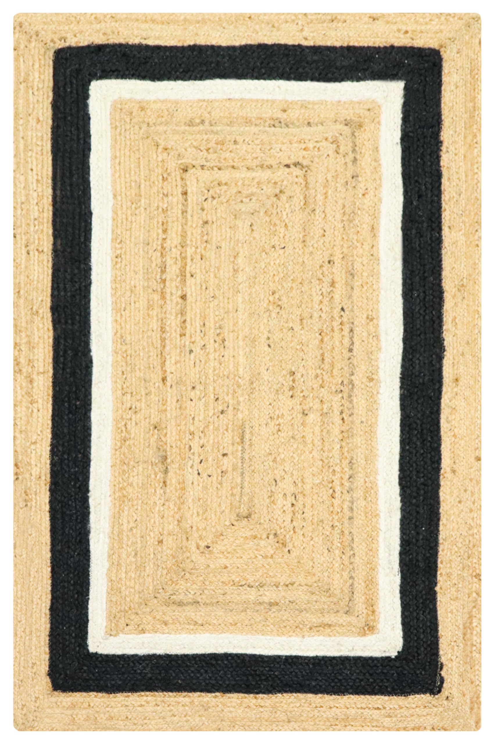 Tapis en jute tressé Kilim 182x243 cm bohème fait main idéal pour intérieur et extérieur