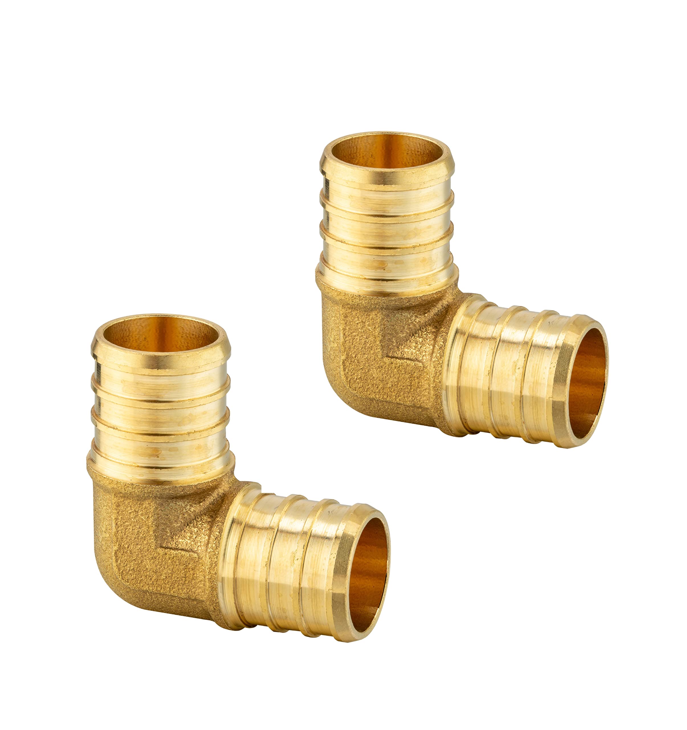 EFIELD (Pack of 2) Pex 1" x 1" 90 Degree Elbow Barb Crimp Brass Fittings, ASTM F1807, NSF61