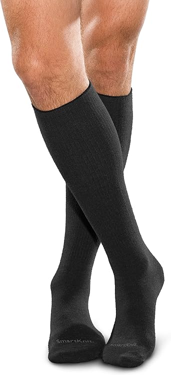 SMARTKNIT Seamless Diabetic X-Static Socks, 1 Pair (2 Count), Medium, Black