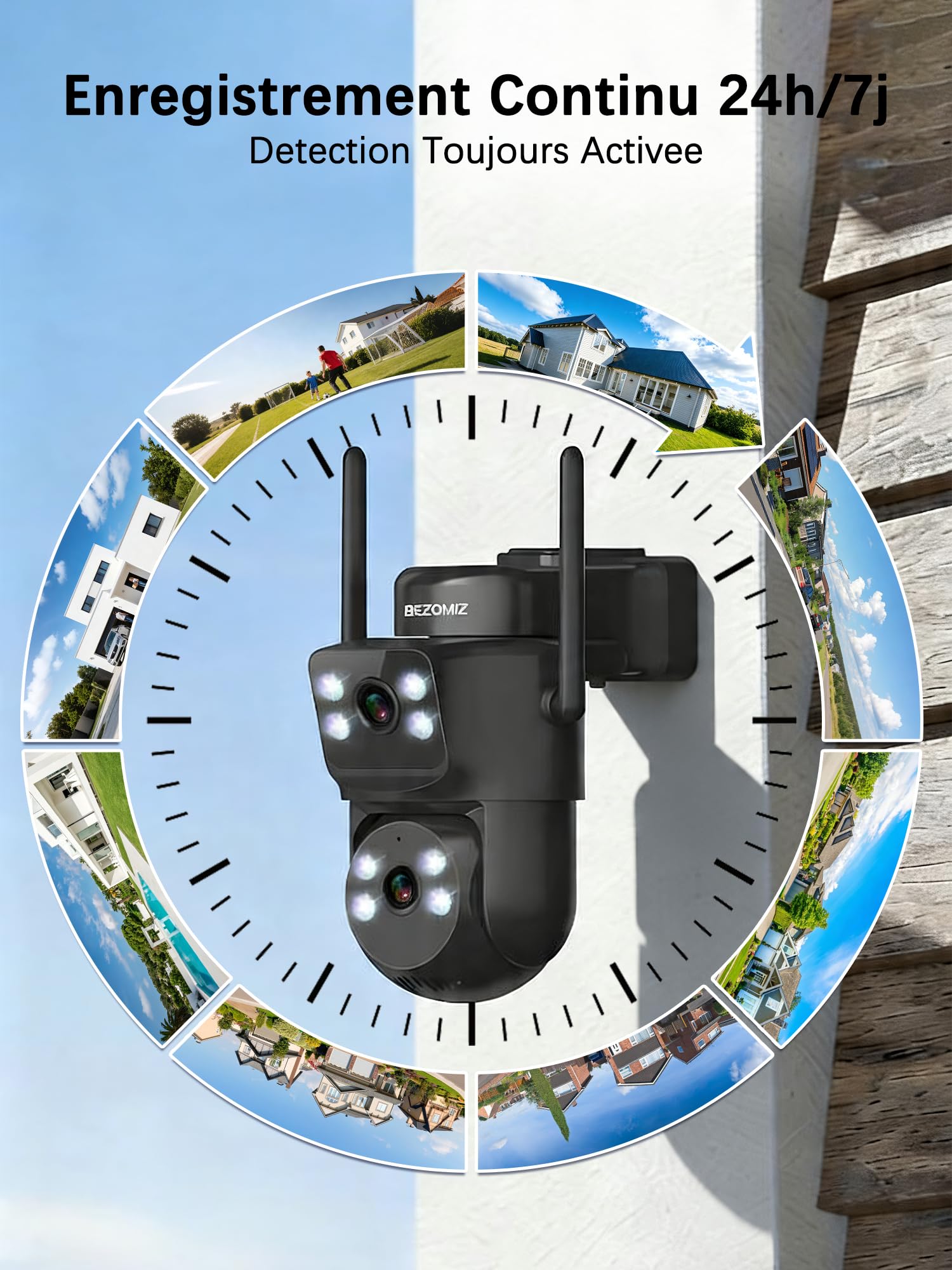 4G LTE caméras de Surveillance Solaire avec Carte Sim,à Double Objectif,AOV 24/7,360° PTZ Caméra Extérieure,4K Détection Humaine,Suivi Automatique,Vision Nocturne Couleur,Audio Bidirectionnel