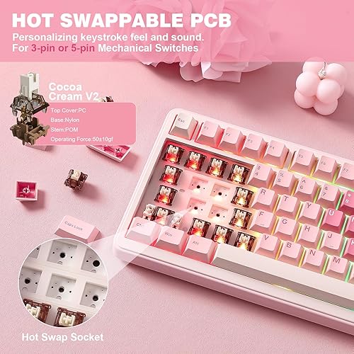 Miniatura 5 de YUNZII Teclado mecánico inalámbrico B75 PRO, diseño del 75 % con perilla, estructura personalizada de junta de intercambio en caliente