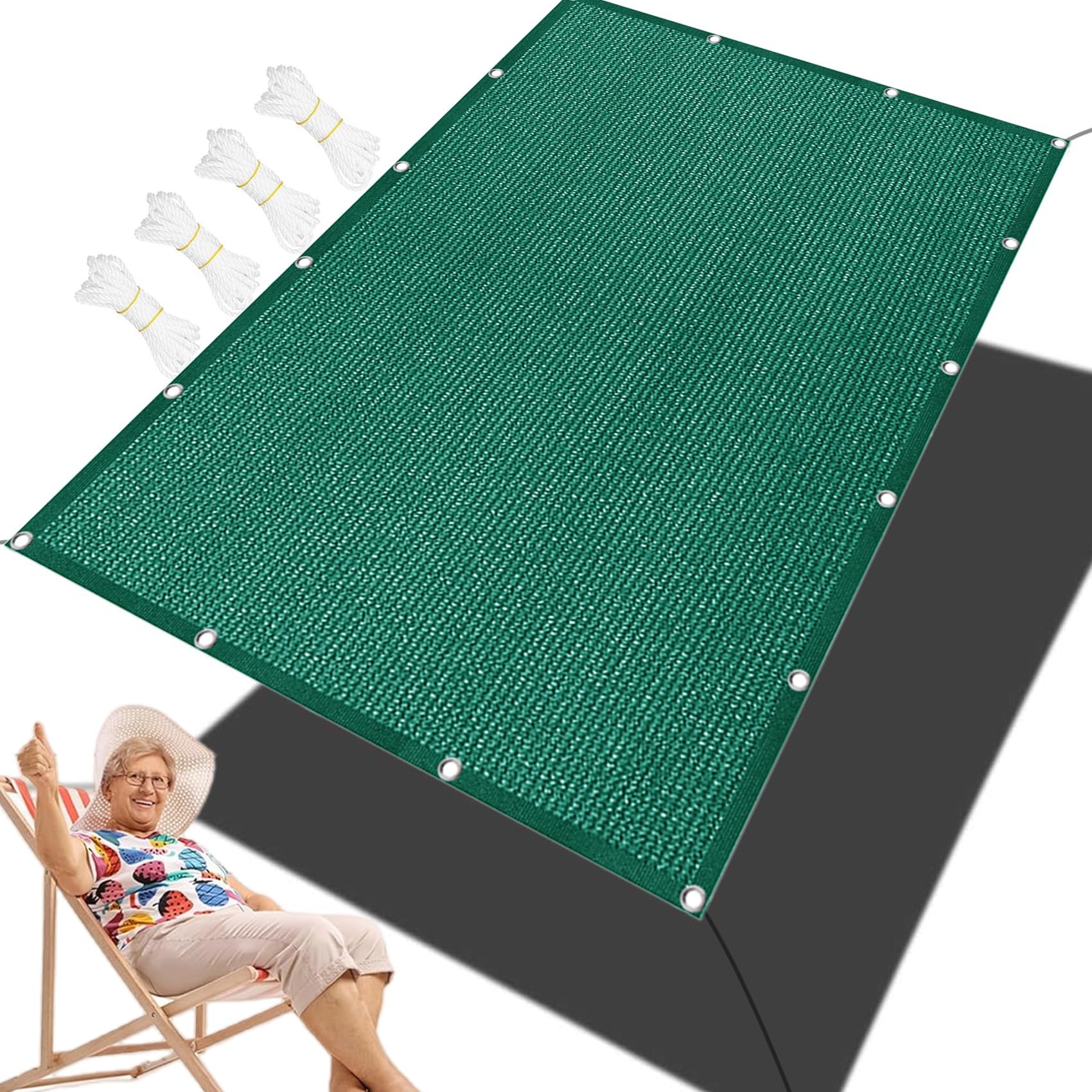 Voile ombrage rectangulaire vert pour terrasse et repas en plein air