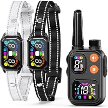 2-in-1 Bark & Shock Collar 2 Pack, Color Screen Remote for 2 Dogs, Beep/Vibration/Shock 3 Modes, 8 Sensitivity Levels, IP67 Waterproof, Portable Training Collar for Medium and Large Dogs 5-120lbs