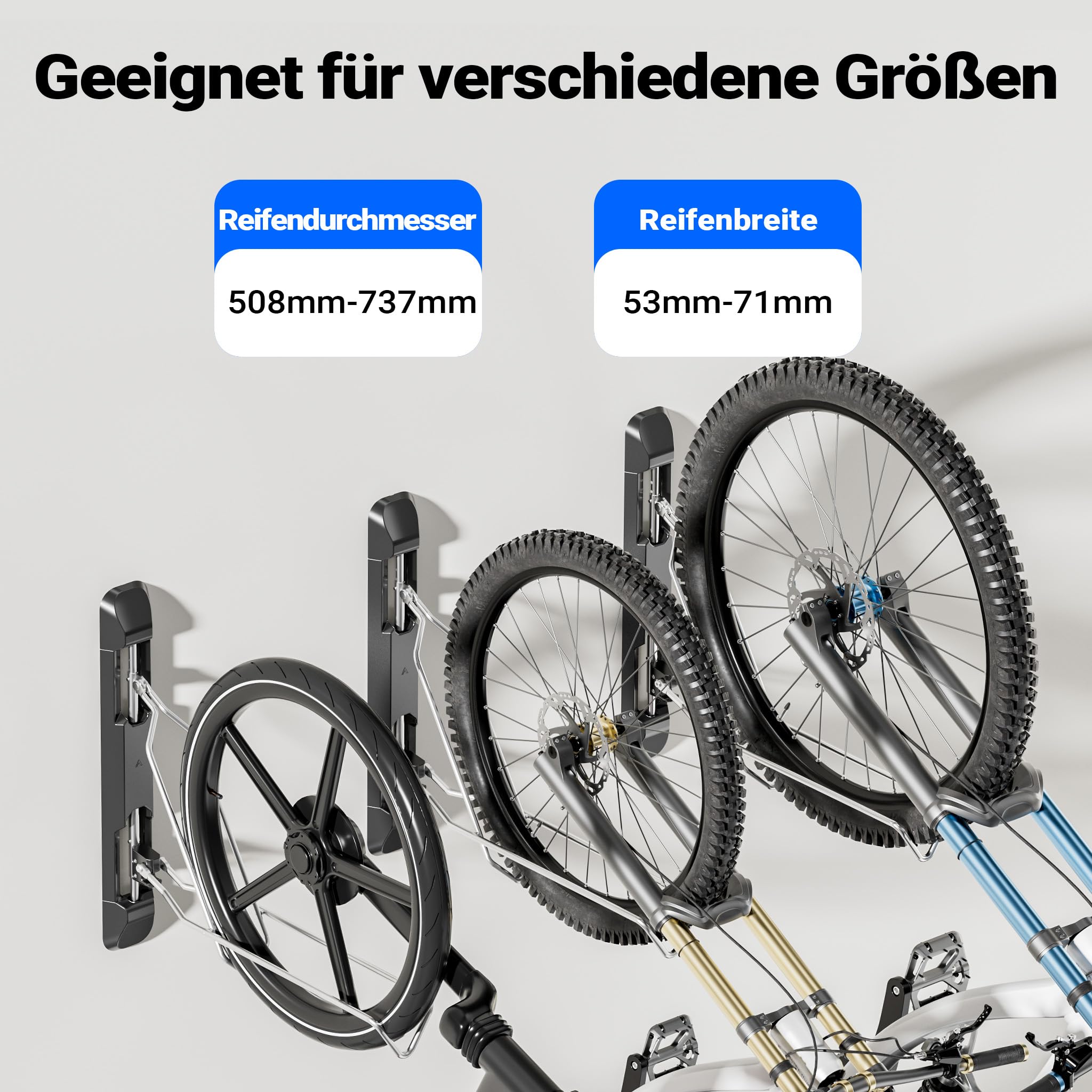 Wiltec Fahrrad Wandhalterung 11,8 x 63,8 x 58,3 cm bis 35 kg, Universal Fahrradhalterung höhenverstellbar, Fahrradaufhängung faltbar mit Schwenkarm