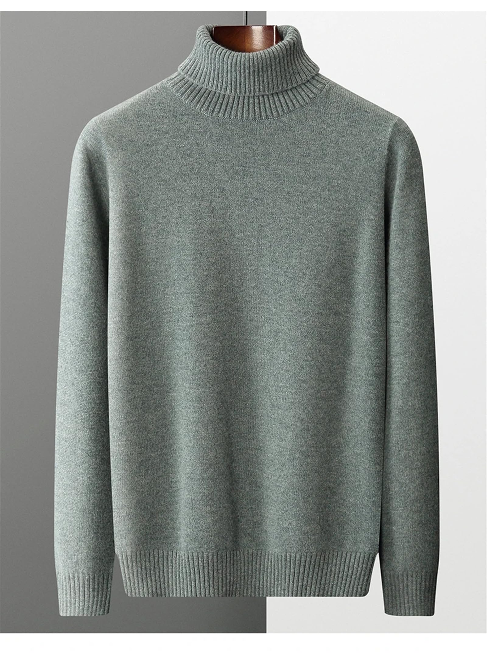 Yeuyyben Maglione invernale da uomo a collo alto spesso pullover da gioventù sciolto caldo fondello camicia casual in lana top in maglia