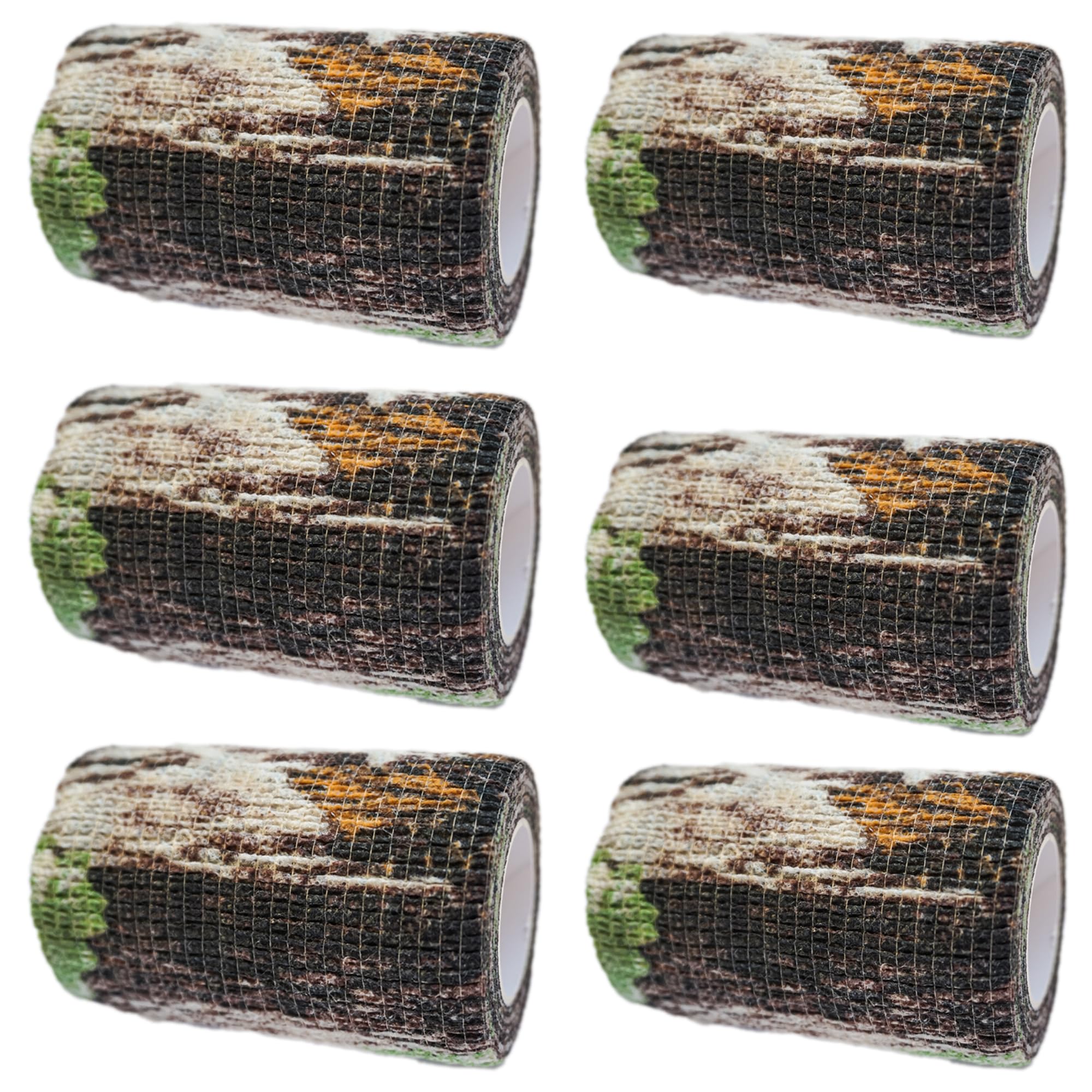 6 Rolls Self Adhesive Camo Bandage Wrap 2.95 Inch Wide 5 Yard, Camo Non-Woven Stretchy Stealth Tape for Outdoor Tactical Gear Hunting Climbing Stick Camera, Improve Grip