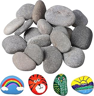 24 Stück Steine zum Bemalen, 3-5cm, Flache Steine zum Bemalen Creative Pebble Naturstein Glatte Kiesel für Basteln DIY Malerei Blumentöpfe Aquarien Schule Garten Dekoration