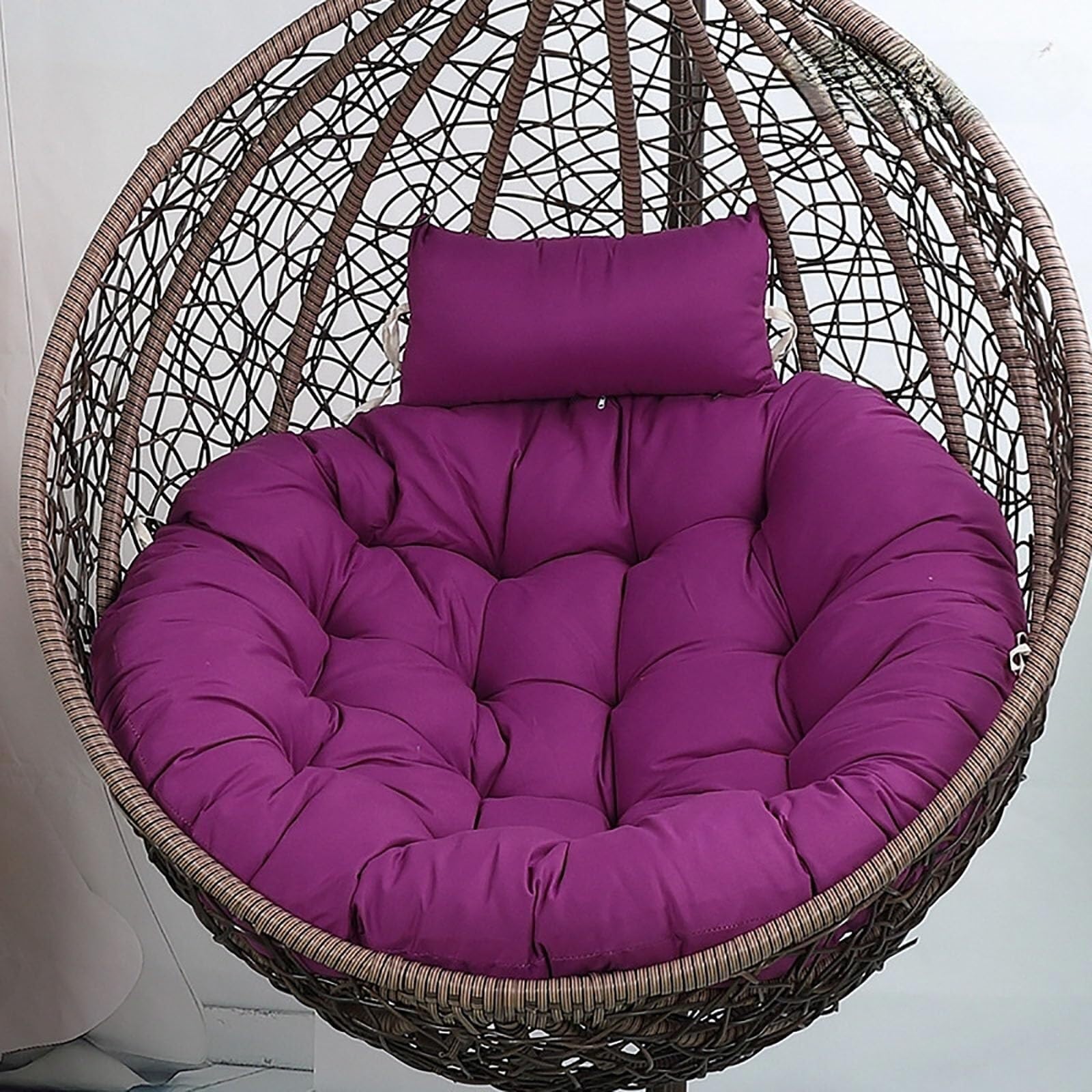NMVAWIPT 35.4 Inch Thickened Outdoor Egg Chair Cushion PP Cotton Fill Classic Style Plush Solid Seat Pad(Purple)