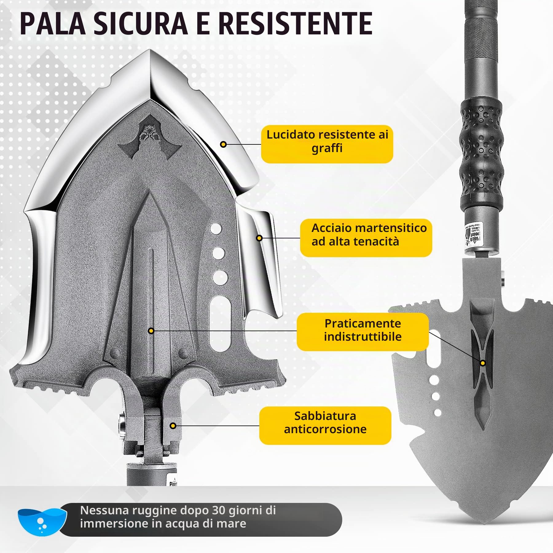 Zune Lotoo Pala da Campeggio Multitool 28 in 1 Kit di Lusso F-A3 Pala Pieghevole Acciaio Martensitic Regolabile 7 Angoli Lunghezza 61-90cm Attrezzature Campeggio per Escursionismo Giardinaggio