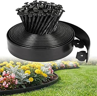 Garden Edging Kit, 33FT x 2IN Plastic Landscape Edging, Flexible No-Dig Lawn Border with 45 Stakes for Garden Flower Beds Lawn Yard Paver Pathway (Black)