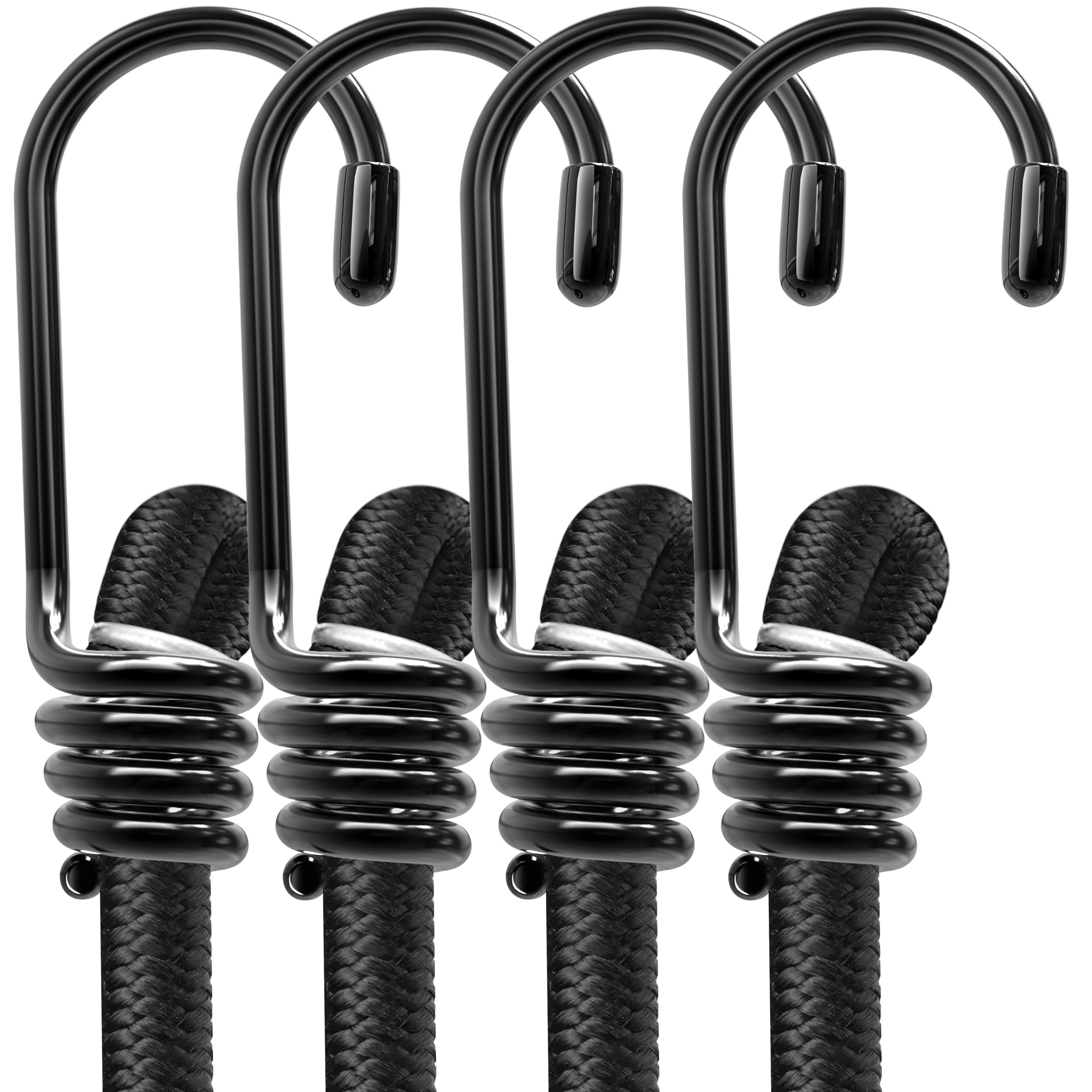 Bungee Cords with Hooks Heavy Duty Weatherproof & UV-Resistant Elastic Bungee Straps – Ideal for Securing Luggage, Camps, Tarps, Garden Furniture, Wheelie Bin Lid Covers (100cm - Pack of 4) — image 1