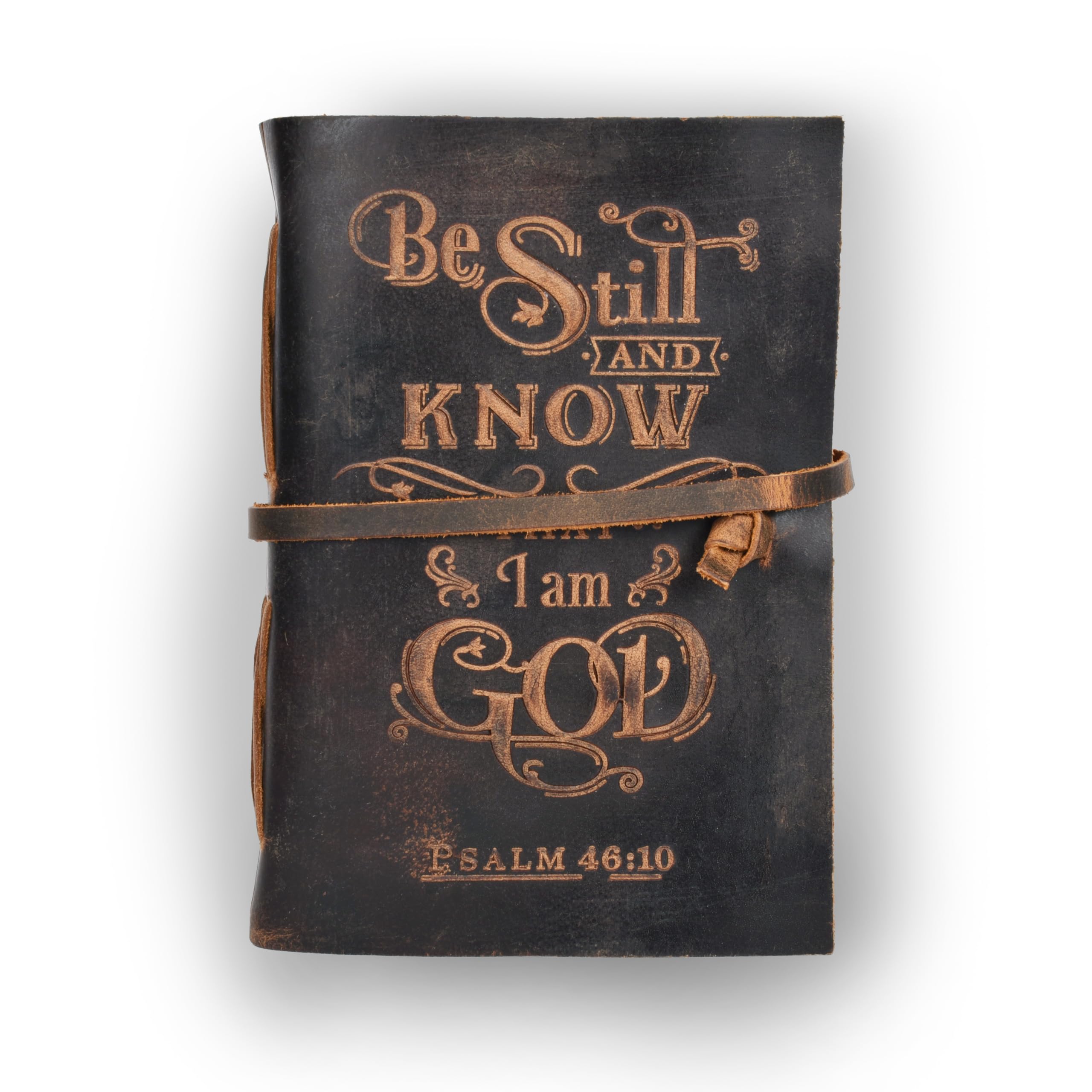LEATHER VILLAGE Prayer Journal Psalm 46:10 Embossed Journal, 13x8 Inch Leather Bound Bible Study Journal - Image 2