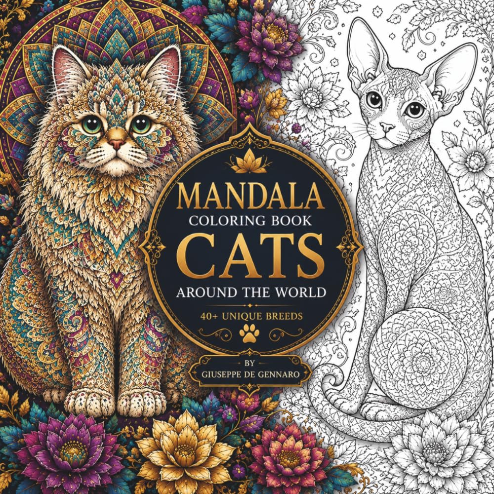 Mandala Coloring Book Cats Around the World: 40+ Unique Cat Breeds to Color | Relaxing Mandalas and Detailed Designs for Adults and Teens