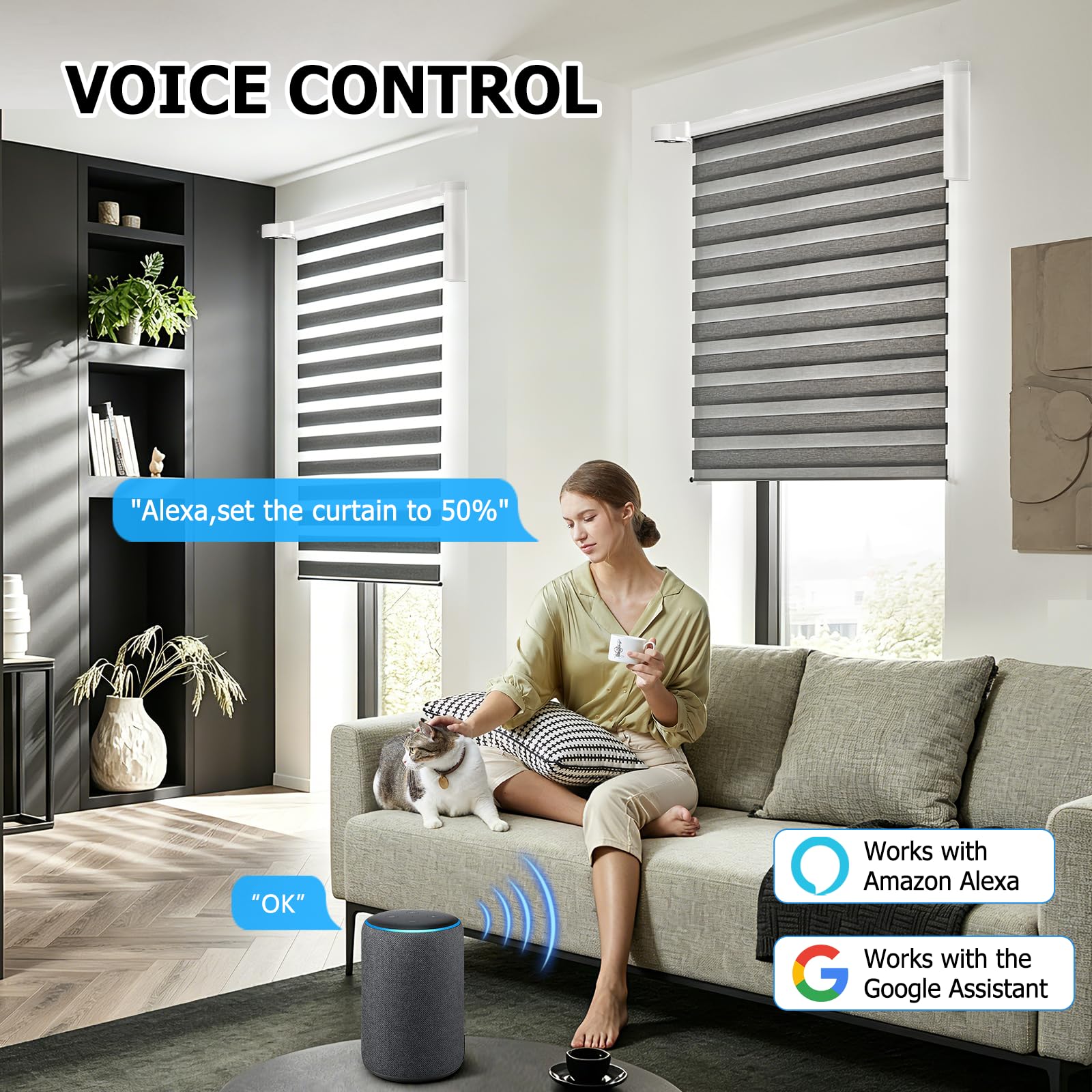Interruptor Persiana WiFi, Alexa Interruptor Tactil de Persiana con Función Porcentual compatible con Alexa/Google/Siri, Smart Switch Curtain con Tuya & Smart life, Requiere Cable Neutro