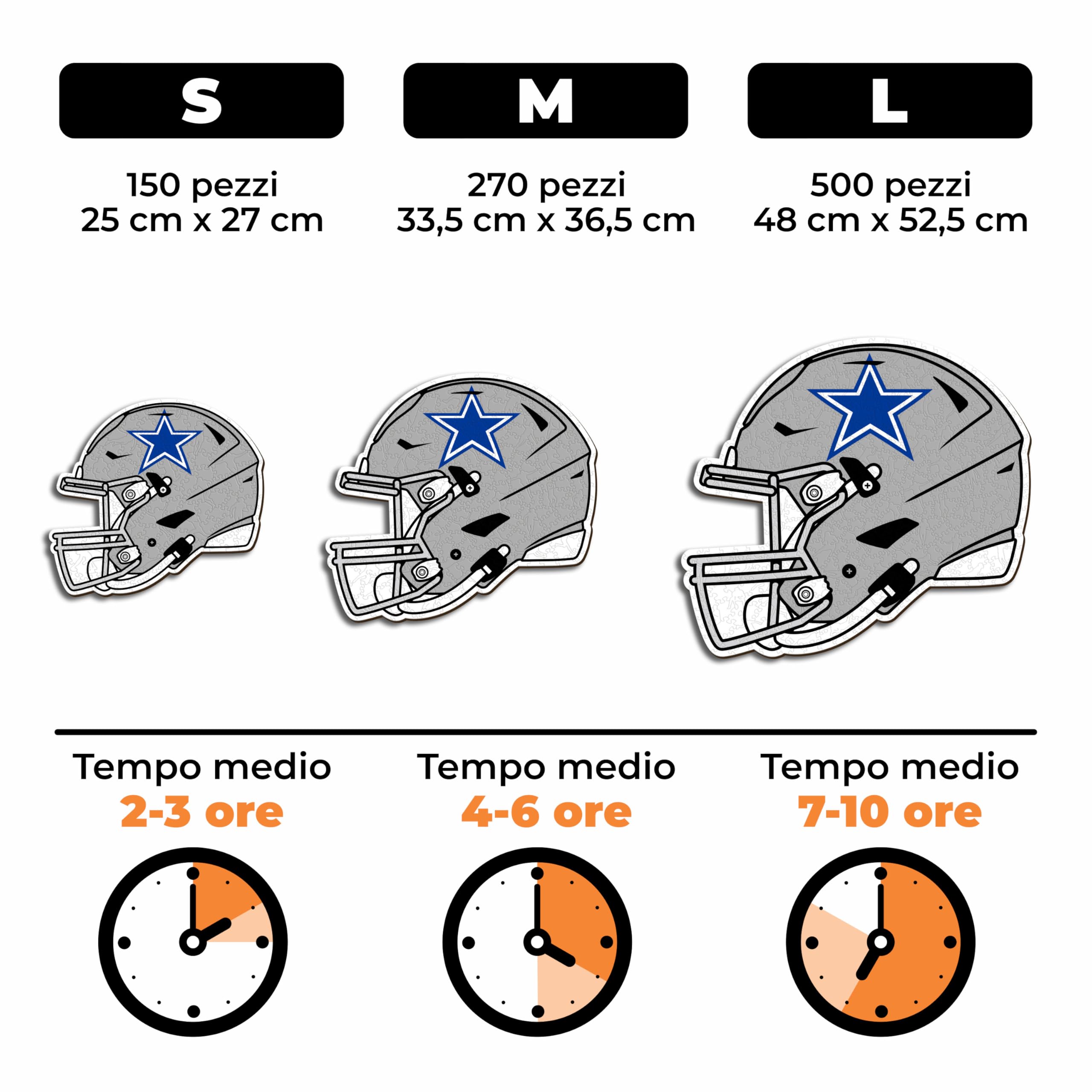 Iconic Puzzles - Casco Dallas Cowboys, Puzzle di Legno con licenza ufficiale NFL, 100% sostenibile, regalo per adulti e bambini, taglia S, 150 Pcs
