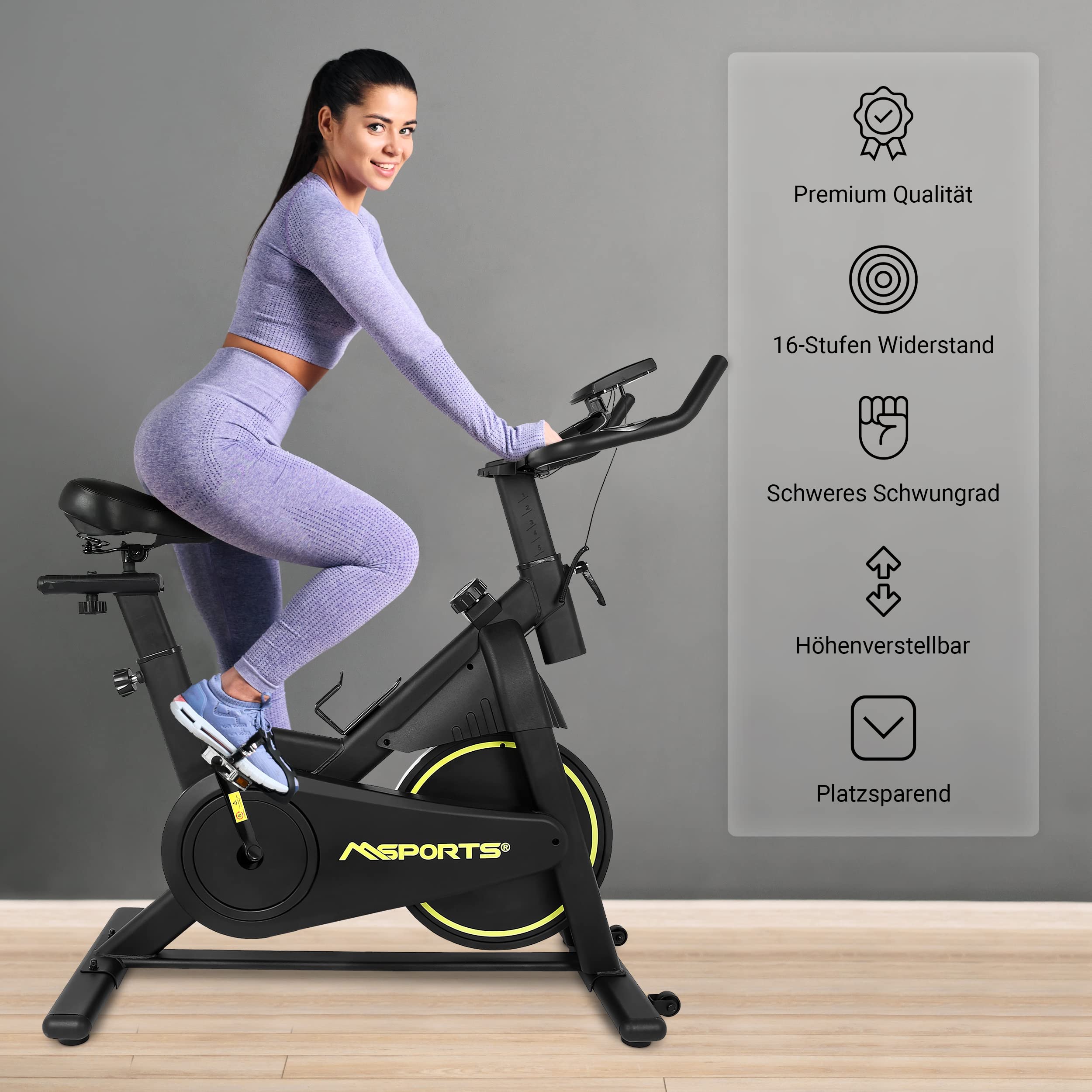 Cycling Bike Premium Black Series | Speed Bike 8 kg Volano con resistenza magnetica | Ergometro - Cyclette con app Bluetooth | Fitness Cyclette