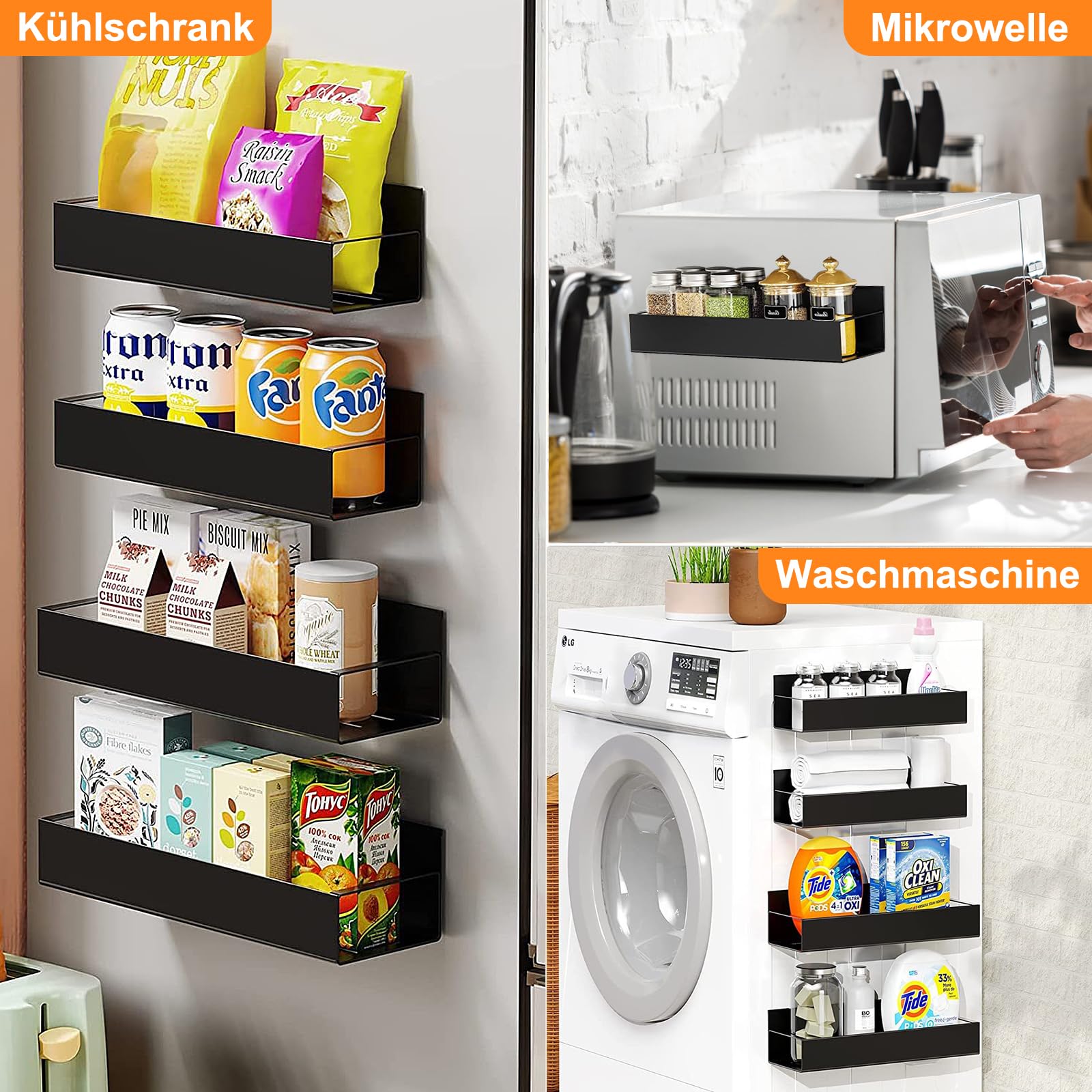 Portaspezie Magnetico Per Frigo - Set Di 4 Mensoline Senza Foratura Per Organizzare Cucina - Foto 5