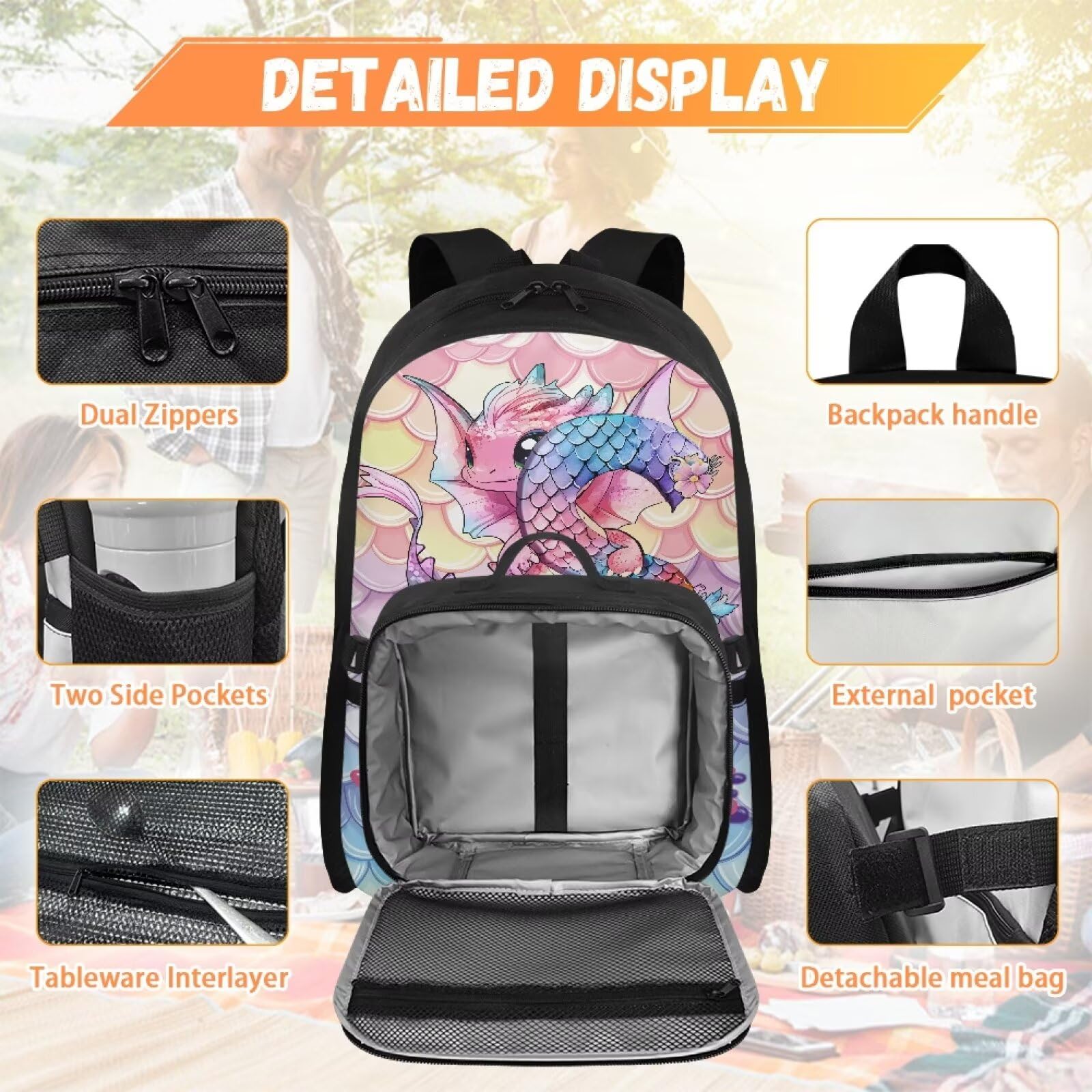 Mochila para niños con nombre personalizado con fiambrera, 2 unidades, preescolar, primaria, personalidad, mochila escolar