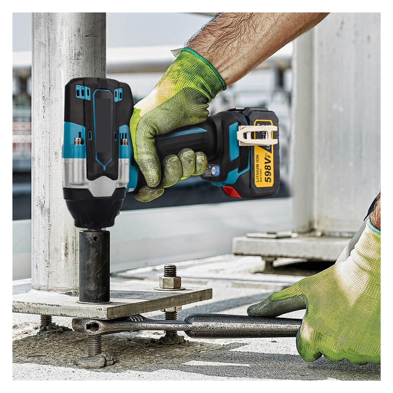 Llave de impacto Llave De Impacto Inalámbrica, Llave Eléctrica Sin Escobillas De Alto Torque, Reparación De Coche Recargable De 1/2 Pulgadas For Herramientas Eléctricas De Batería De 18V(No Battery Se