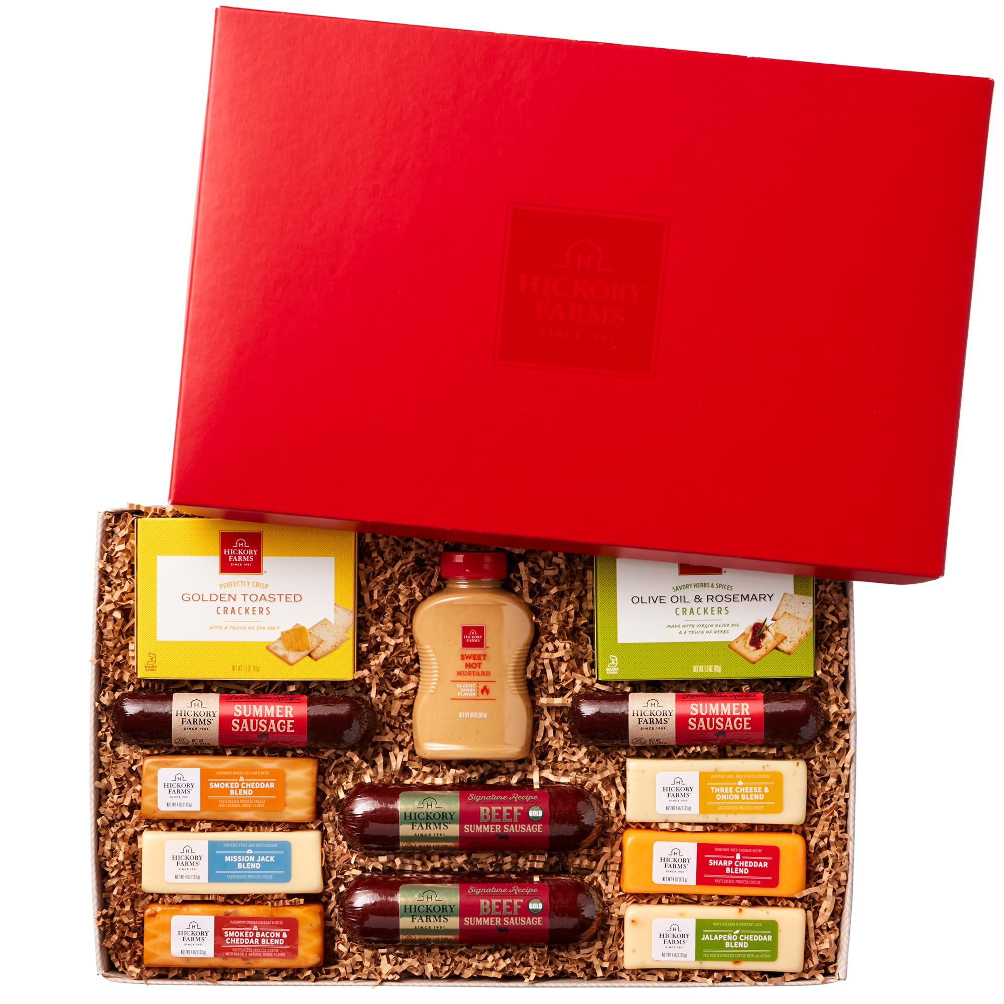 Hickory Farms Hearty Party Gift Basket- Meat and Cheese Food Gift Box (Extra Large) | Charcuterie Board Food | Summer Sausage | Father's Day | Mother's Day | Easter | Christmas | Holiday | Housewarming | Gourmet | Sympathy | Care Package