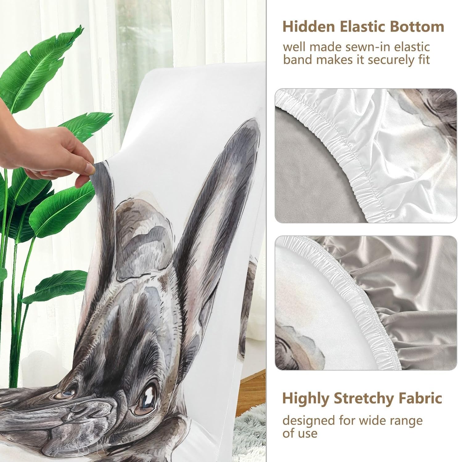 ALAZA Chair Covers for Dining Room, French Bulldog Lie Prone Comfortably Stretch Chair Cover Sets Chair Protector Removable Washable for Ktichen Restaurant Hotel