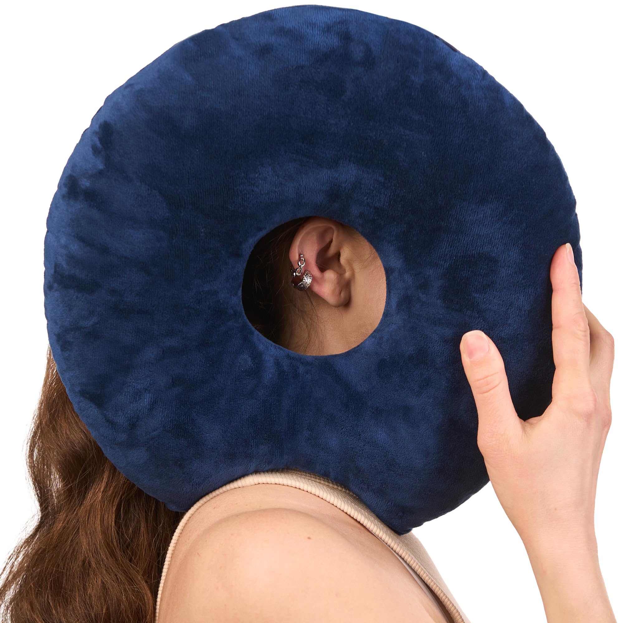 ODOXIA Ear Piercing Pillow for Side Sleepers | Donut Pillow for Ear Piercing | Cushion with Hole for CNH Relief | Adjustable Filling for Comfort | Ring Doughnut Cushion | CNH Solution