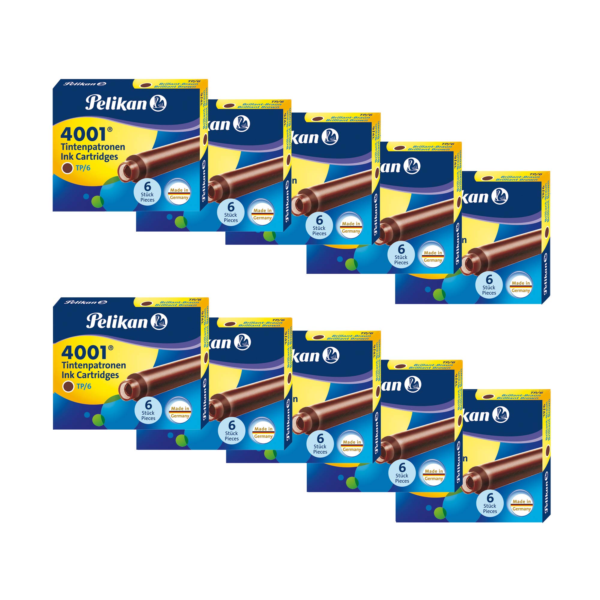 Pelikan 4001 Ink TP/6 Cartridges - Brilliant Brown (Pack of 10) (B0721SP7ZM) Amazon Price History, Amazon Price Tracker