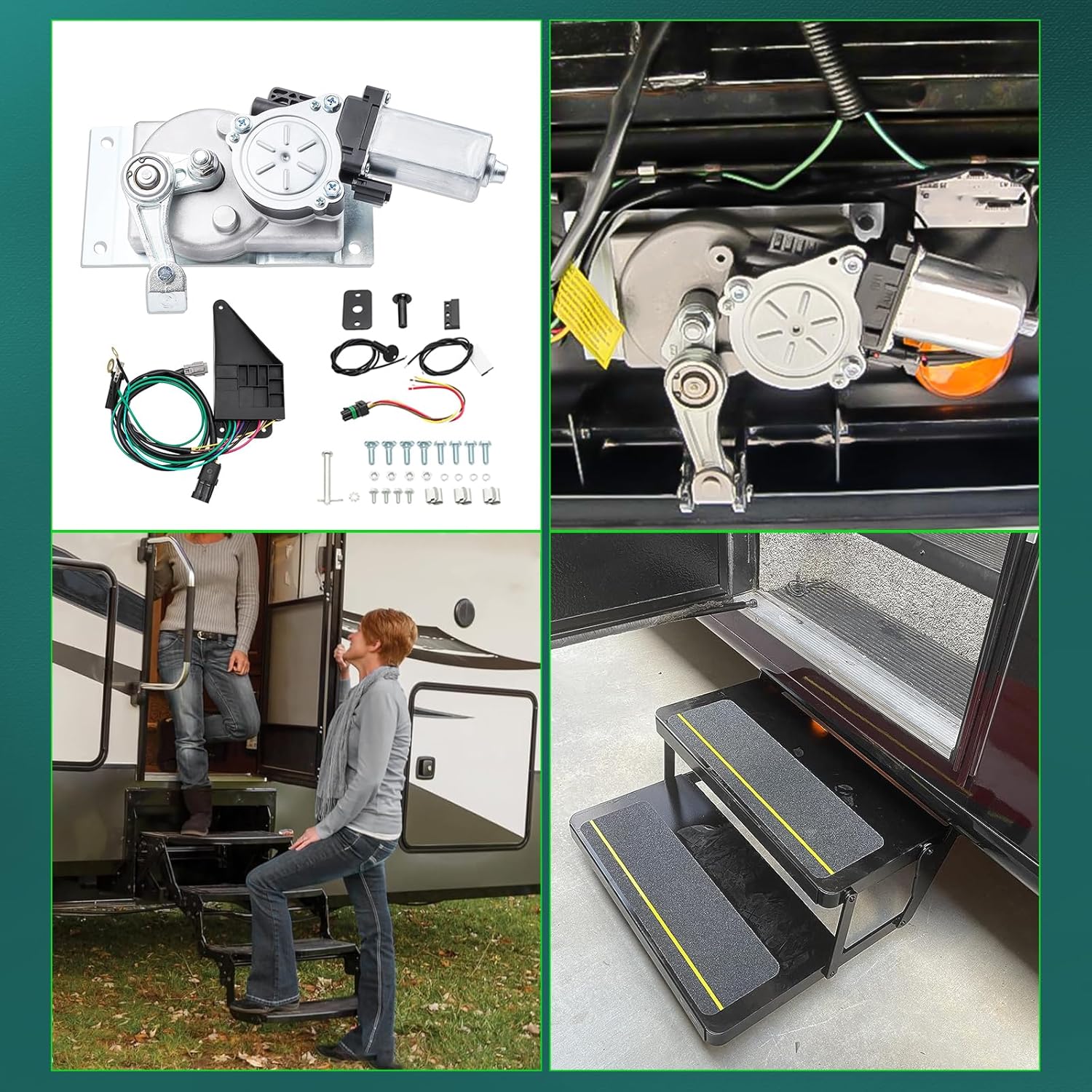 RV Step Motor Conversion Kit with “B” Linkage Gearbox Compatible with Lippert Kwikee Electric 28, 31, 37 and 39 Series Motorhome Camper Steps & Gear Box Stair Motor Kit Replace 379769 379161 676061