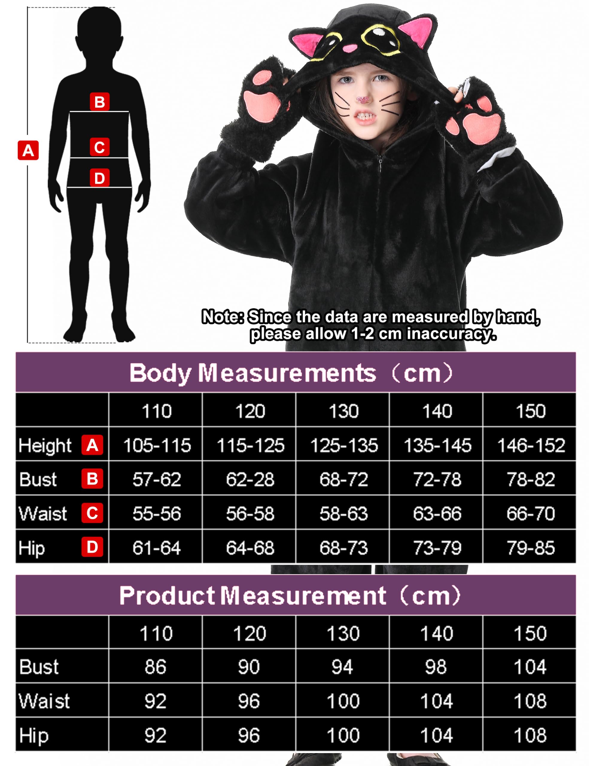Deguisement Chat Fille, Unisexes Enfants Costume chat, Chat Combinaison, Deguisement Chat Halloween Fille, Toison Animal Combinaison Déguisements