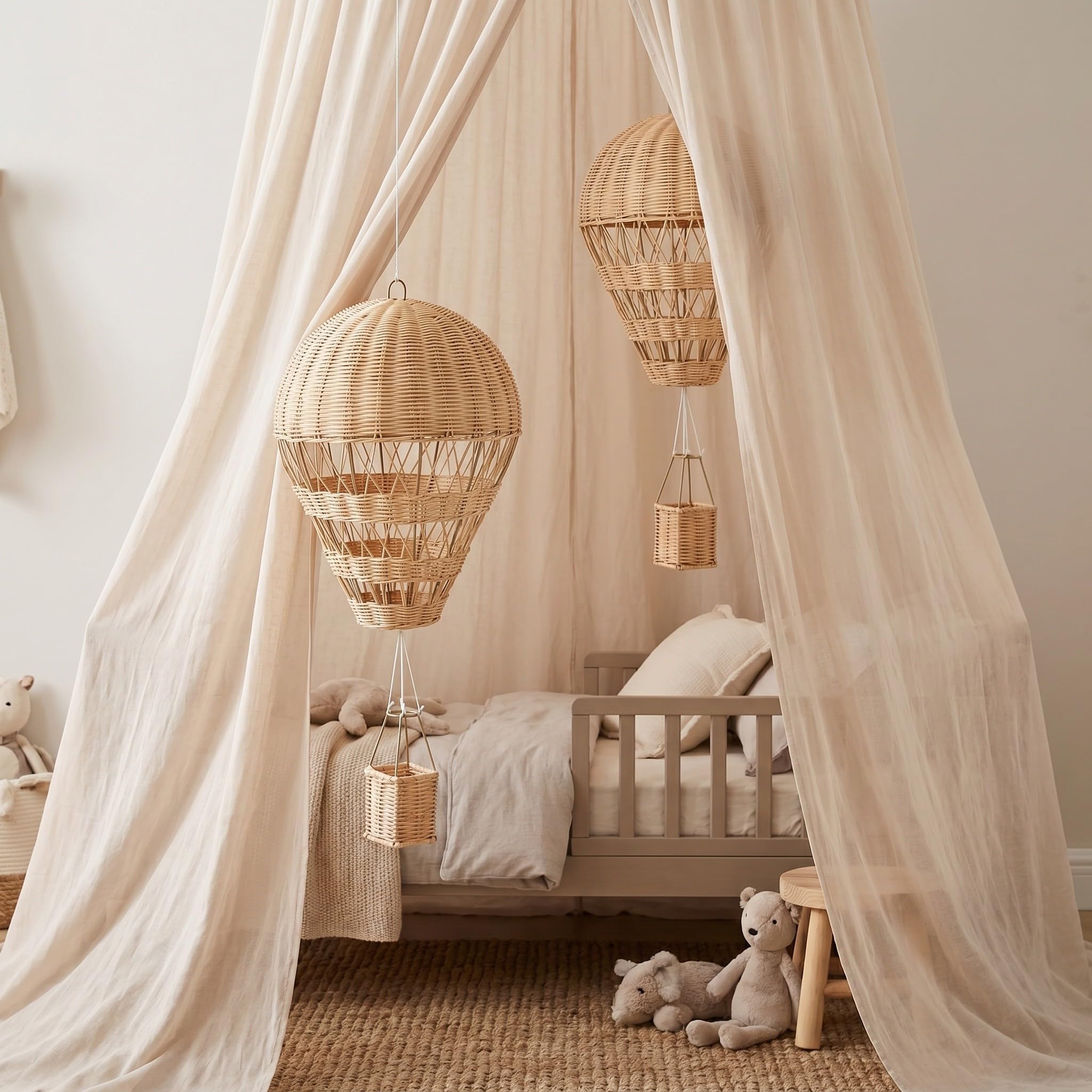 ARTIBETTER 2 Pezzi Mongolfiera Decorativa in Rattan Intrecciato da