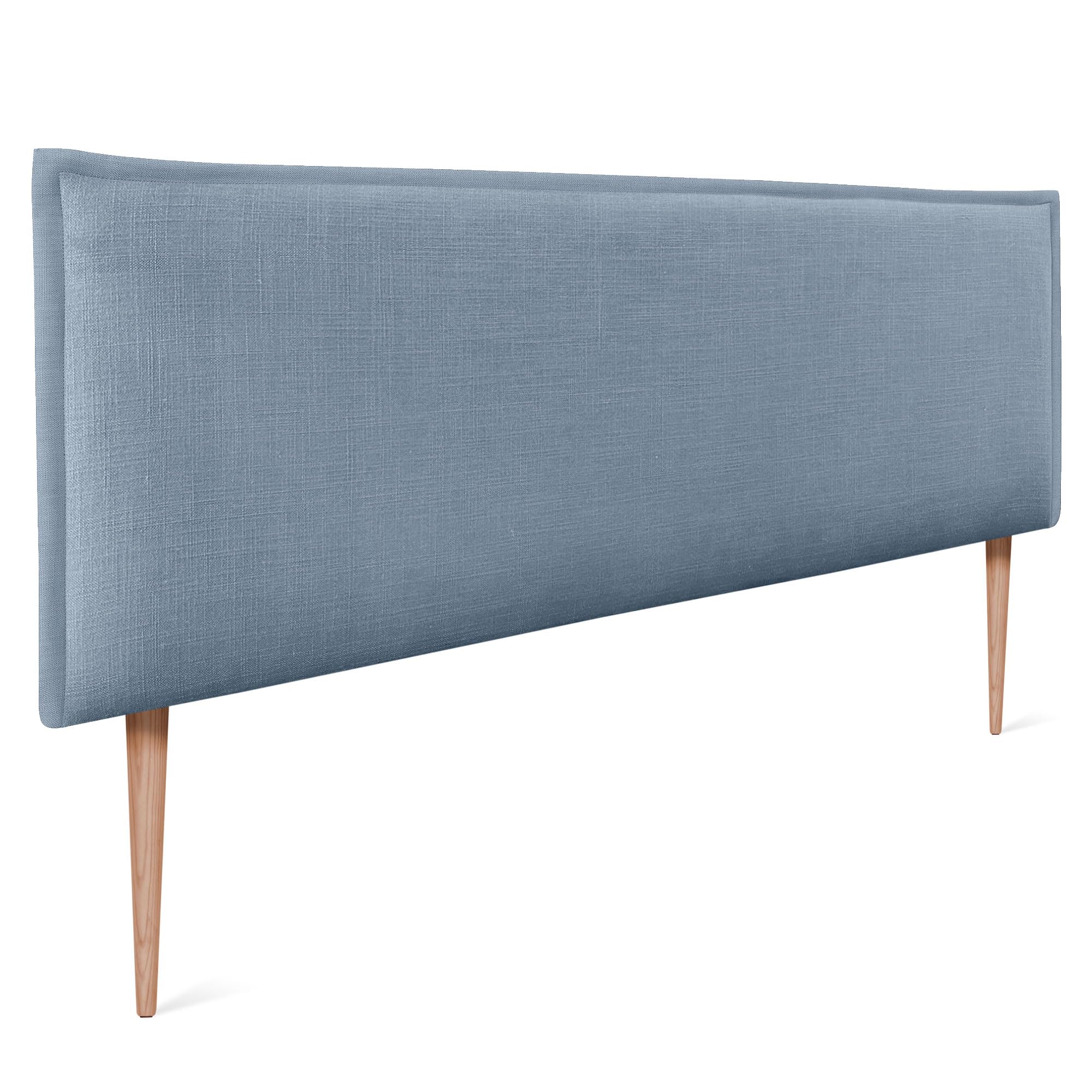 DHOME Natural Linen Smooth Headboard with Trim Head Upholstered Bed Bedroom Modern Top Trending (Blue, 150 x 105 cm with Legs (150/160 Beds))