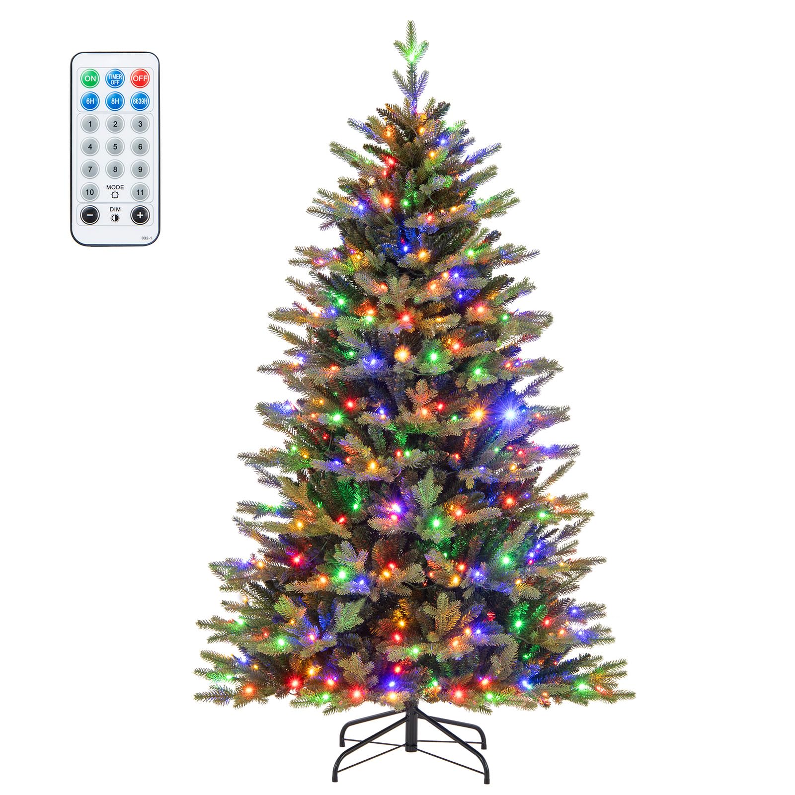 COSTWAY 180cm Árbol de Navidad Artificial, 350 Luces LED Blancas Cálidas y Multicolores, 11 Modos de Iluminación, 1168 Puntas de Rama de PE y PVC, Soporte de Metal, Navidad Decoración (180cm)