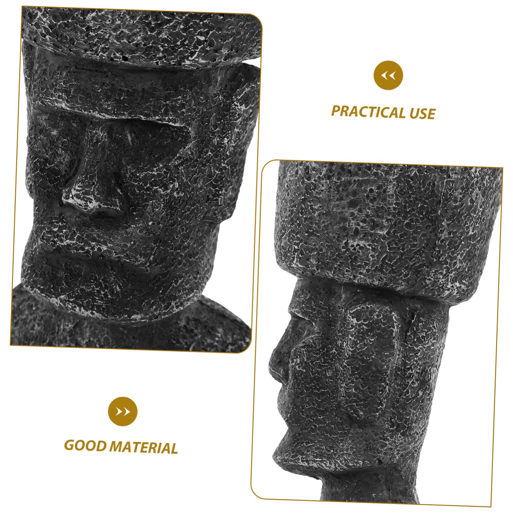 BESTYASH Statua Moai di Isola di Pasqua Ornamento Roccioso per Acquario Decorazione Acquario Scultura Testa Moai Figura in Pietra Decorazione Giardino