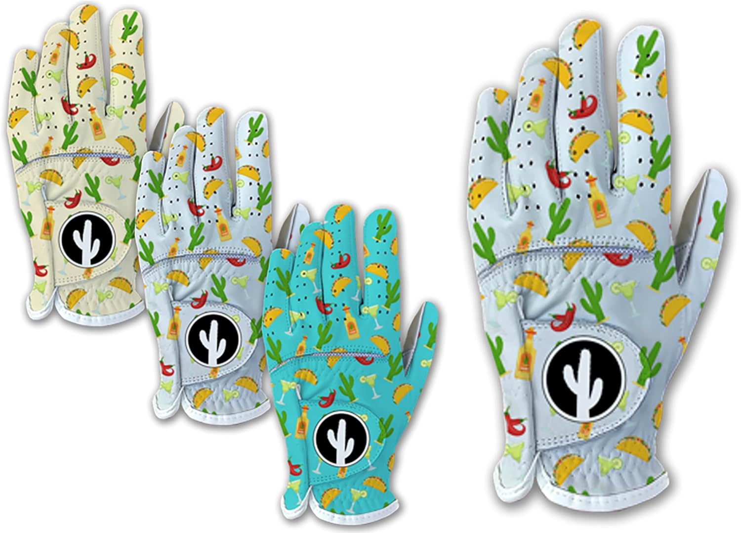 Taco Tequila Margarita Golf Gloves - Funny Men's Golf Glove 100% Cabretta Leather Left Right Hand Golfer Gag Gift Large Adult All Weather Grip