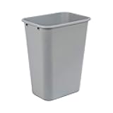 Rectangular Commercial Office Wastebasket, 10 gallons (Pack of 1), Grey