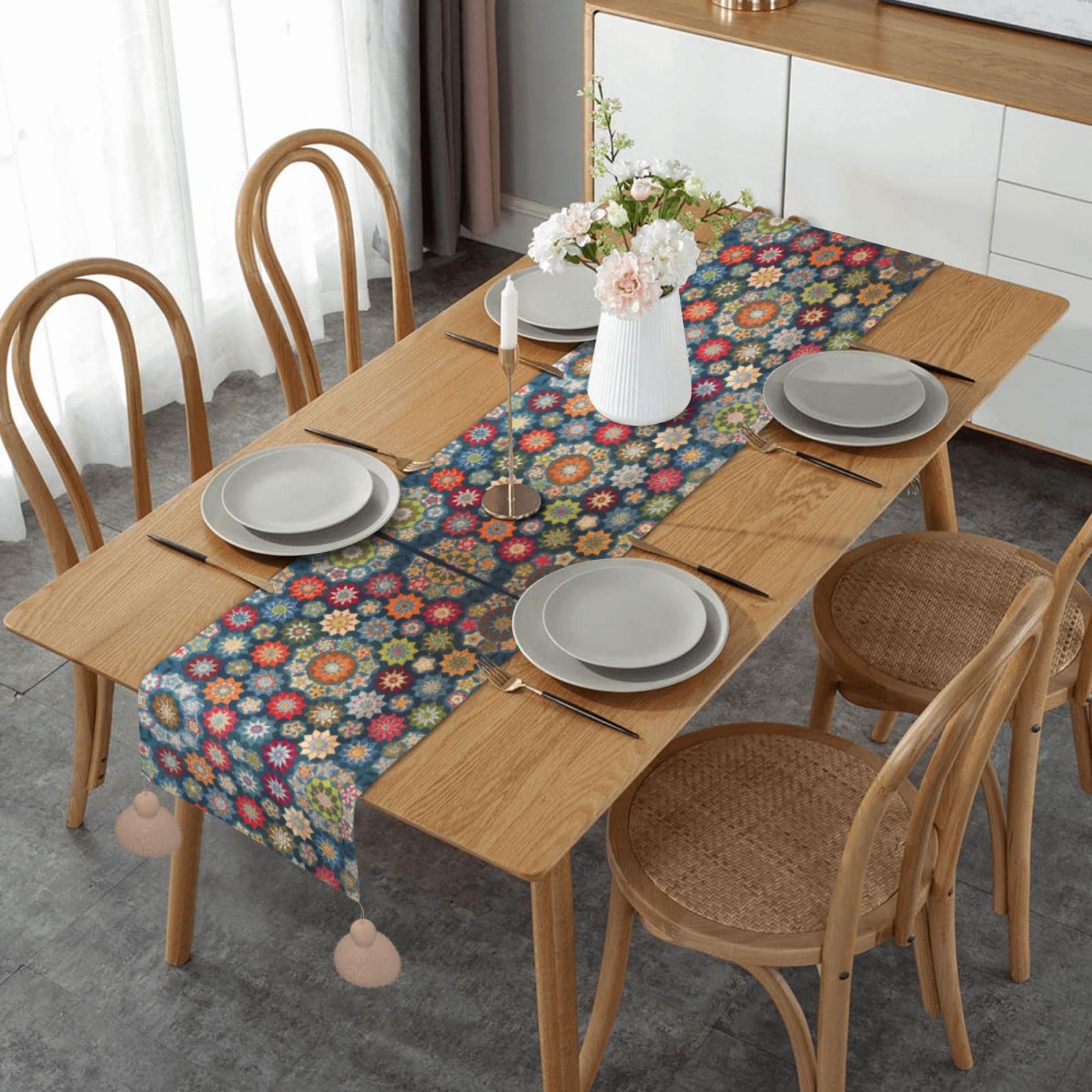 Chemin de table rustique fleur bohème, l'idée cadeau idéale pour Noël
