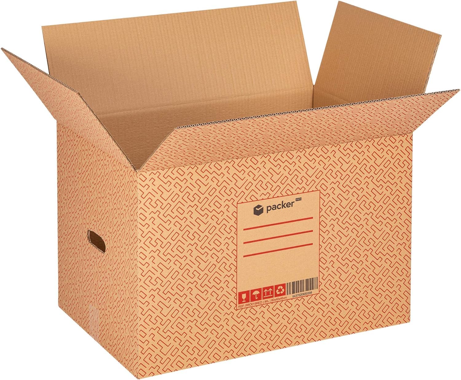 packer PRO Packung mit 10 Kartons für Umzüge und Lagerung, sehr robust, mit Griffen, 600 x 400 x 400 mm