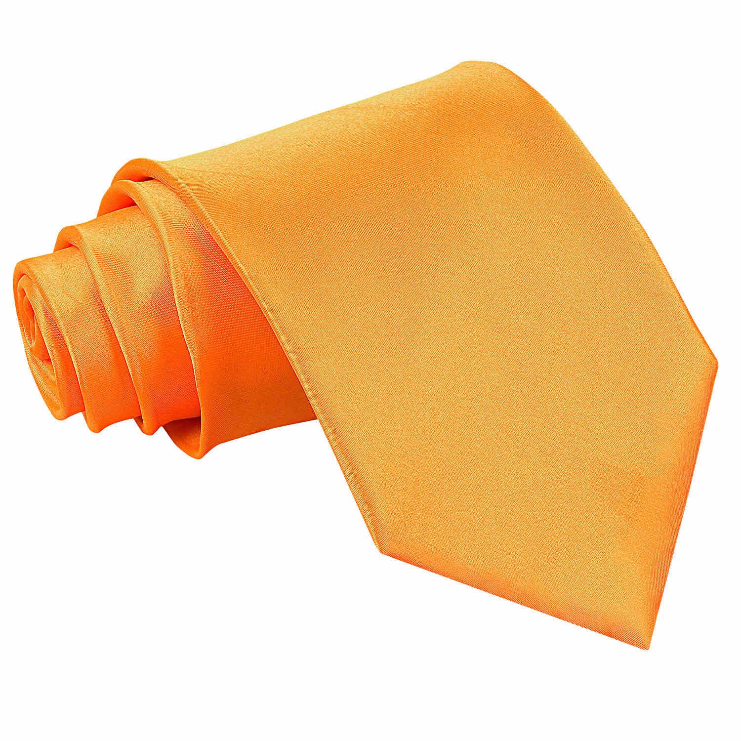 DQT Mens Plain Satin Tie – Wedding, Business & Formal Necktie - Fluorescent Orange Classic 9cm