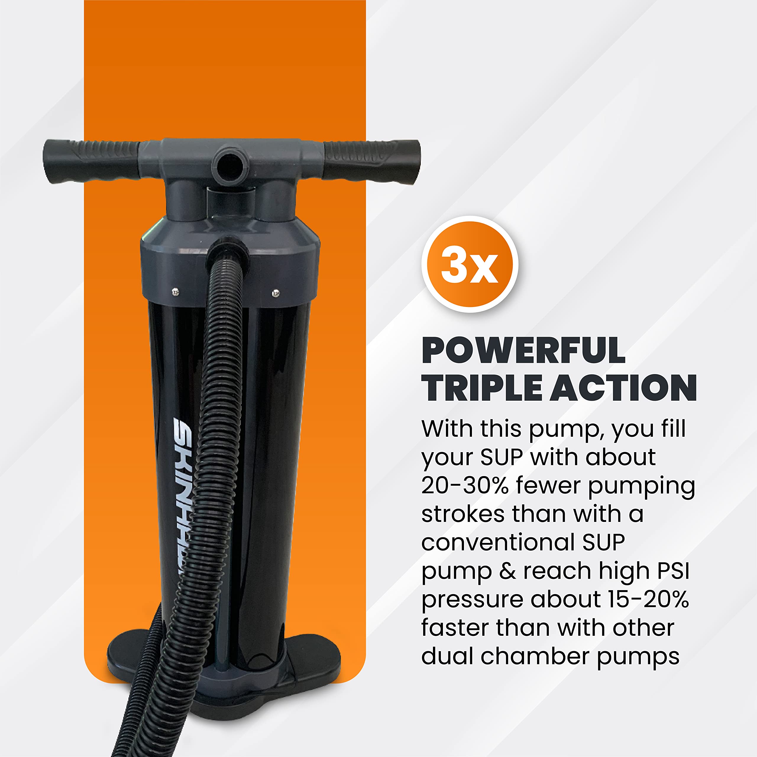SKINHAWK HP6 Triple Action Bomba Inflador Hinchador para SUP, kayak, canoa