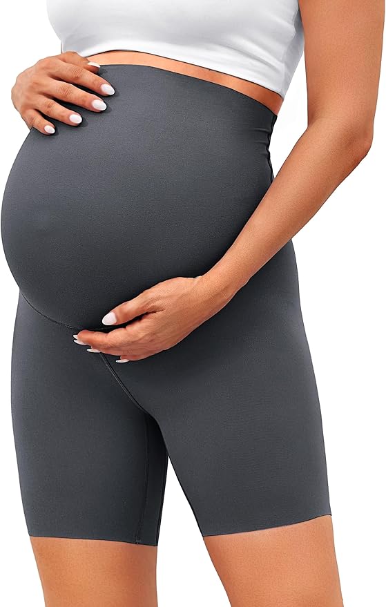 BONVIGOR Clouduxi Maternity Shorts Over The Belly 6"-Pregnancy Biker Shorts Workout Yoga Active Athletic Shorts Pants