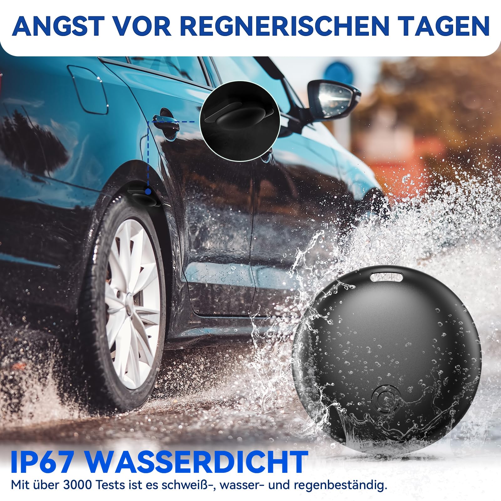 GPS Tracker Auto, Magnetischer GPS Tracker ohne ABO für Android und iOS, Air Tracker Smart Tag IP67 Wasserdicht Versteckter GPS Tracker für Autos/Fahrräder/Motorräder (schwarz)