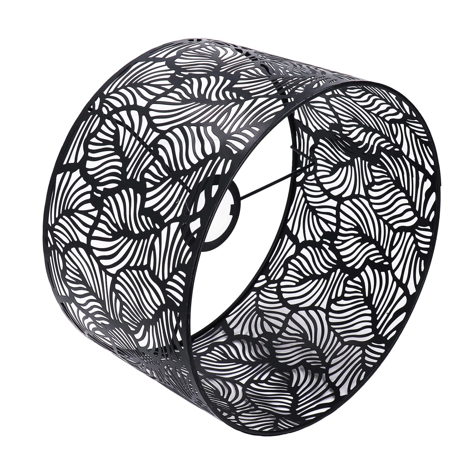 DAUB Lamp Shade, Modern Style Hollow Out Barrel Metal Lampshade for E14 E27 Bulbs, 9.84 X 6.3in Table Lampshade Light Accessories for Table Lamp, Floor Light, Chandelier, Wall Lamp (Black)