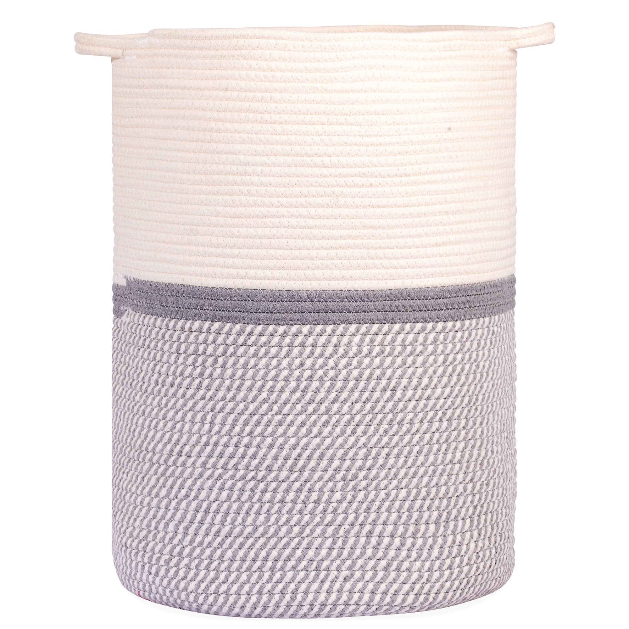 Bamboo Stick MastersCotton Rope Storage Baskets, Choice of 3 Sizes and Colours (Large, Grey and White)