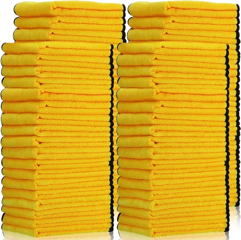 40 Pcs Yellow Microfiber Towels: 16"x16" Microfiber Drying Towels Bulk Micro Fiber Car Cleaning Cloth for Cars Drying Washing Polishing Cleaning Household Supplies