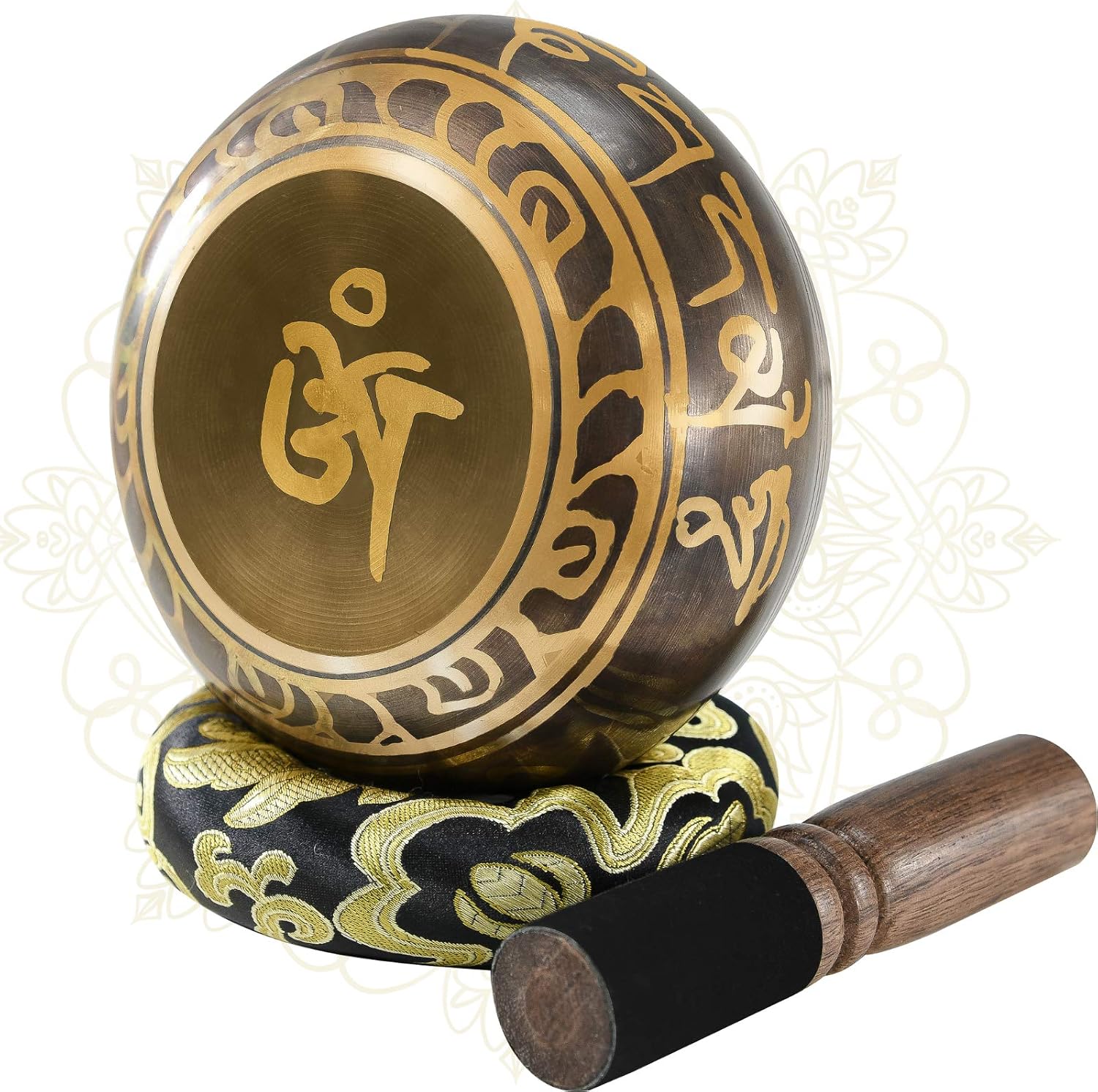 SOUNDANCE 5 Inch Tibetan Singing Bowl Set for Meditation Yoga Chakra Healing Relaxation Mindfulness Heart Peace, Handcrafted Metal Brass Bowls with Hammered Mallet Silk Cushion
