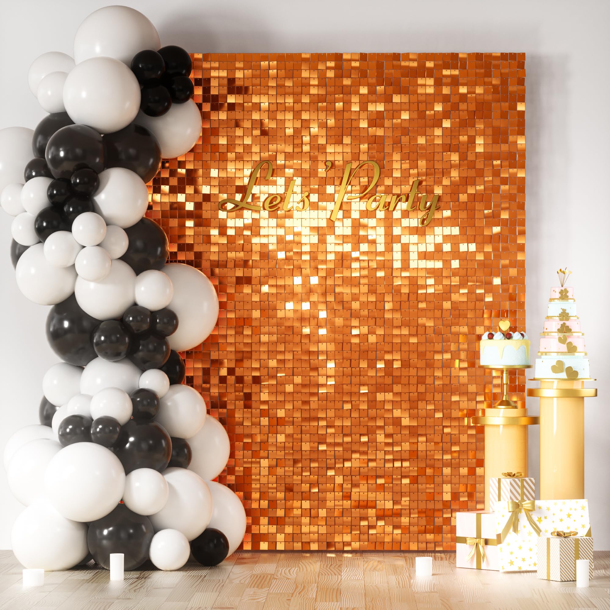 COKAOBE LiteGrid Series Shimmer Wall Backdrop - 24Pcs Orange