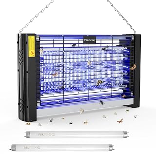 Insektenvernichter Elektrisch, mit Doppeltem Raster, XXL, 2400 V 20W, 2 T8-Lampen, Innenbereich Mückenfalle, Fliegenfalle, Mückenlampe, Hakendesign, geeignet für Haus, Terrasse - Amazon product rated Grade A